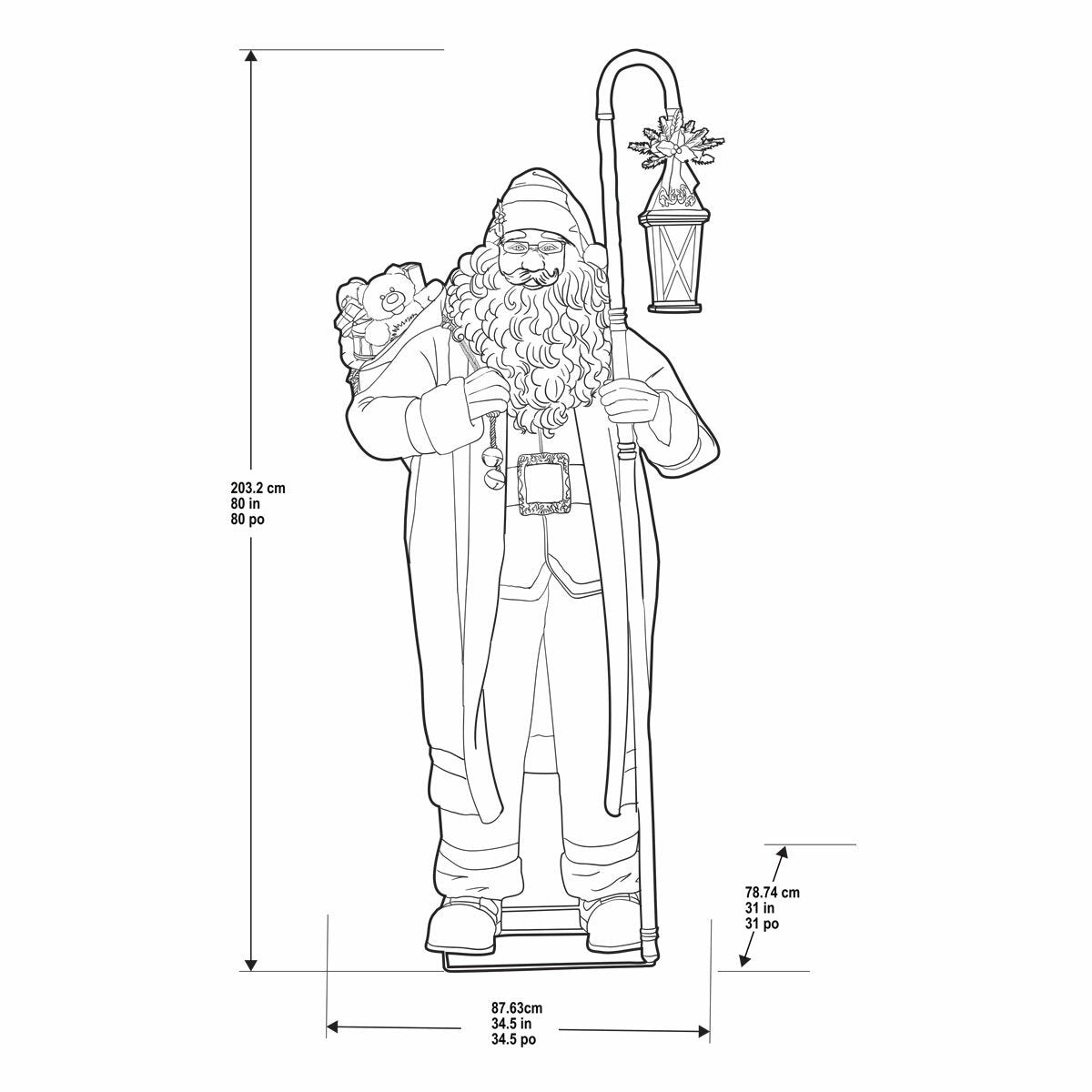 6ft (183cm) Animated Santa with Motion Sensor, Singing & LED Lantern