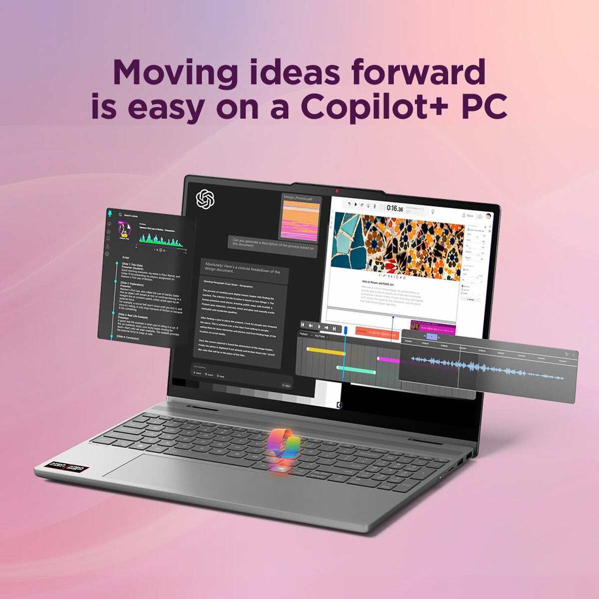 Lenovo IdeaPad 5 14AGP11 Copilot+ PC, AMD Ryzen 5 AI, 16GB RAM, 512GB SSD, 14 Inch Convertible 2 in 1 Laptop, 83UH000UUK