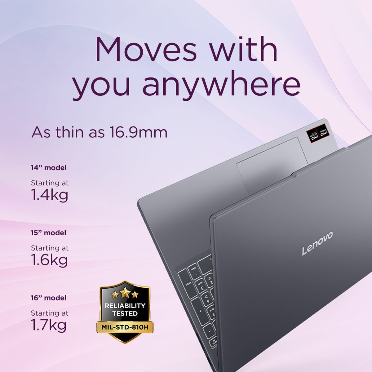Lenovo IdeaPad Slim 3, AMD Ryzen 5, 16GB RAM, 512GB SSD, 14 Inch Laptop, 83K600EKUK