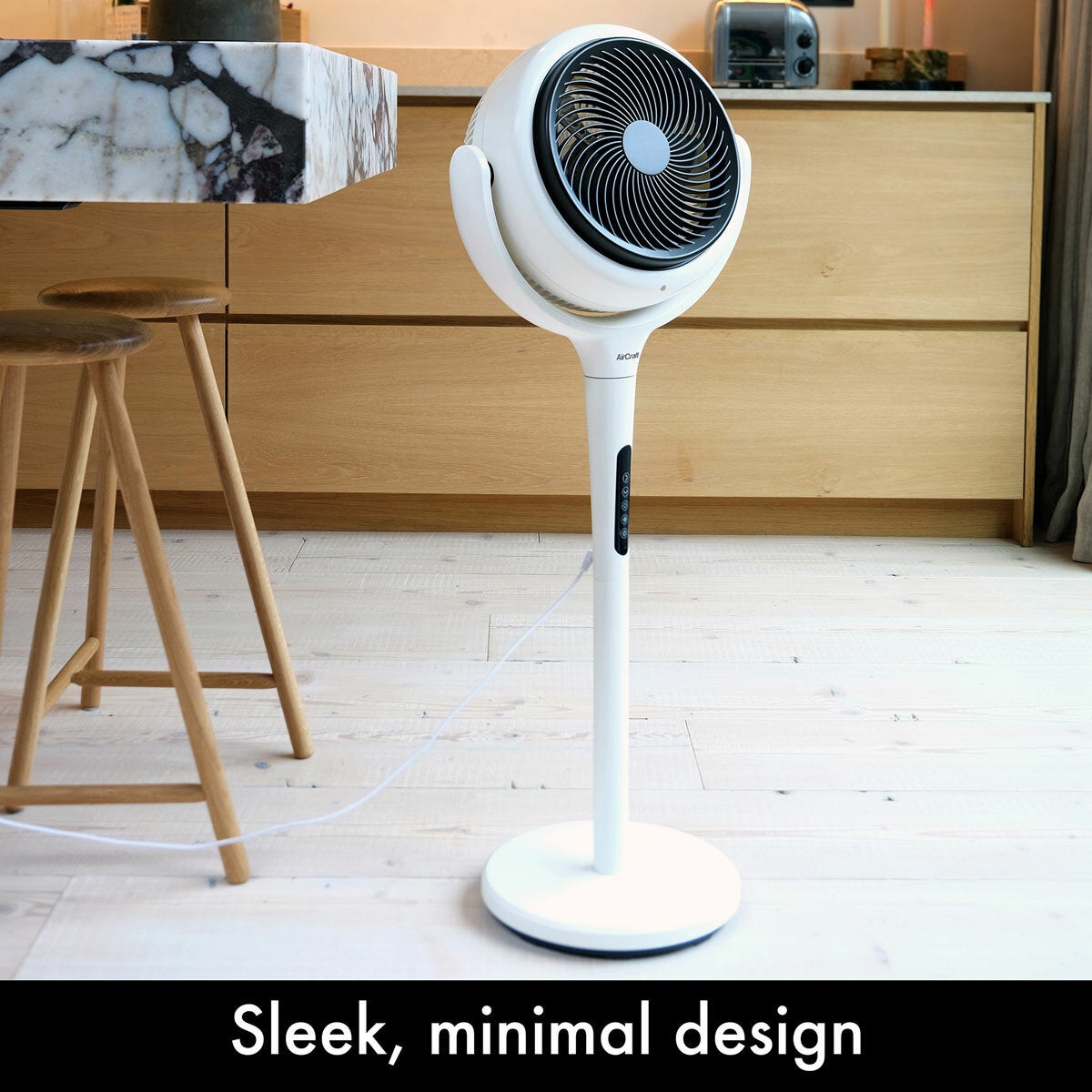 AirCraft LUME Ultra Quiet 2 in 1 Air Circulator Fan With Remote & LED Backlight in Stone White