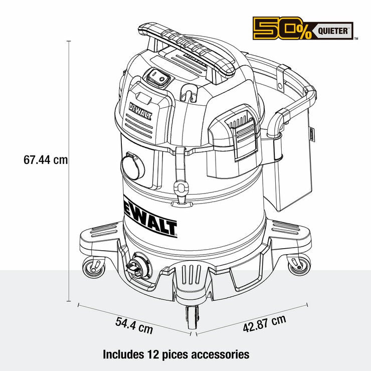 DEWALT® Wet & Dry Corded Vacuum Cleaner, 38 Litre with 2.1m Hose