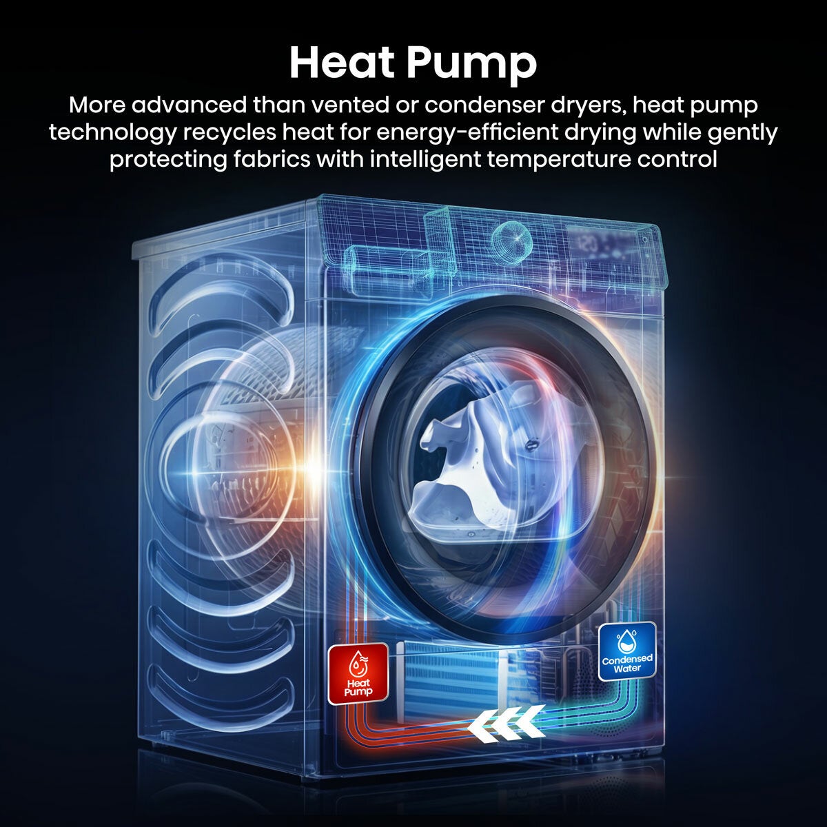 Hisense KitchenFit 5i Series DH5I904BWBC, 9kg Heat Pump Dryer, A+++ Rated in White