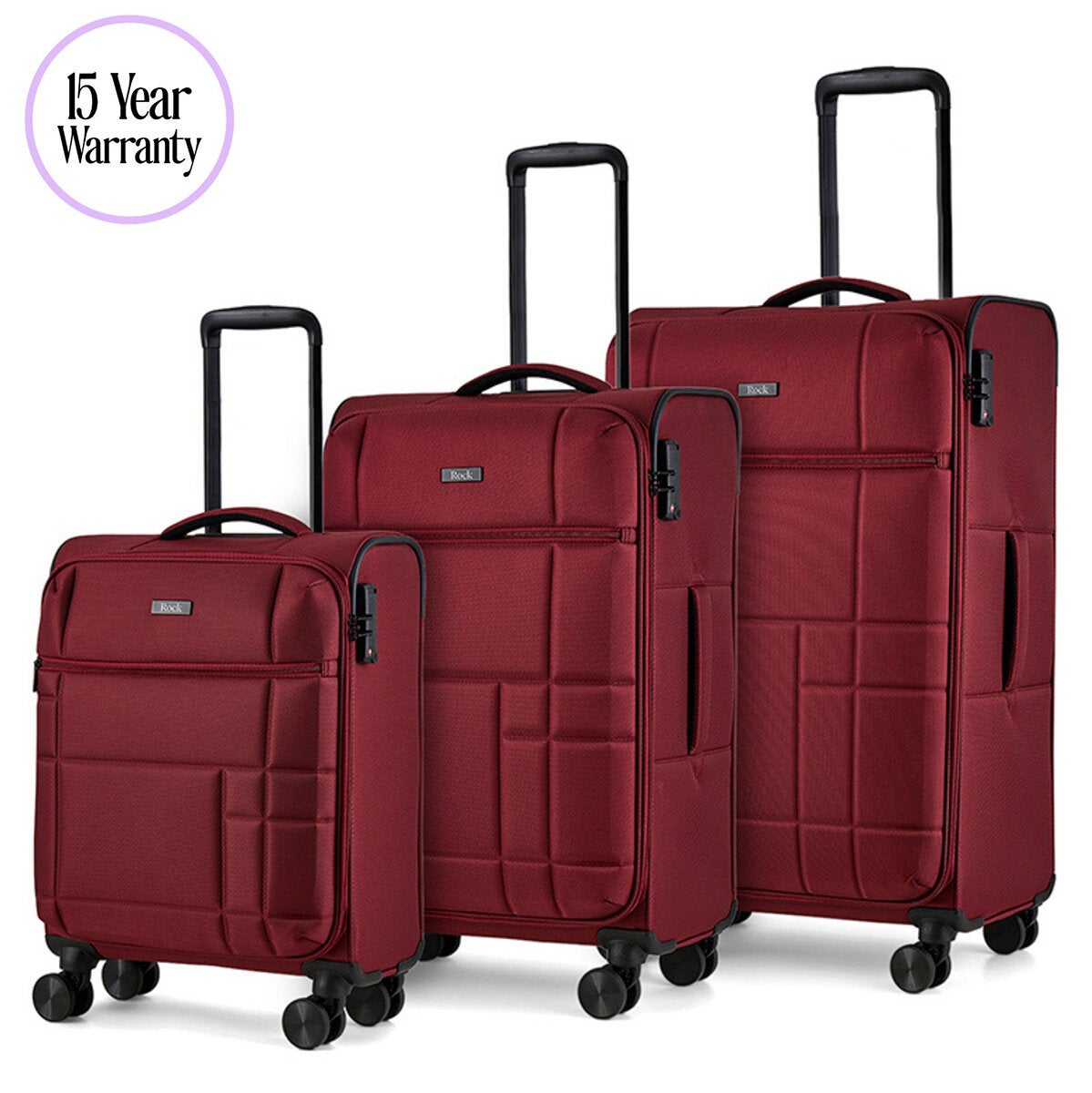 Rock Tokyo Softshell Suitcase 3pc Set in 3 Colours
