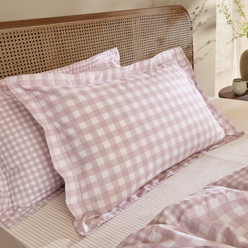 Barton Purple Gingham Check Duvet Cover Set | Blush Bedding | Yard – Riva Home