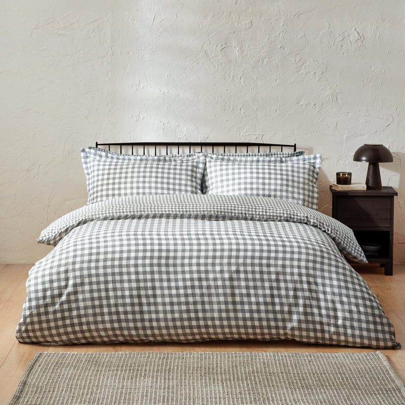 Barton Grey Gingham Check Duvet Cover Set | Grey Bedding | Yard – Riva Home