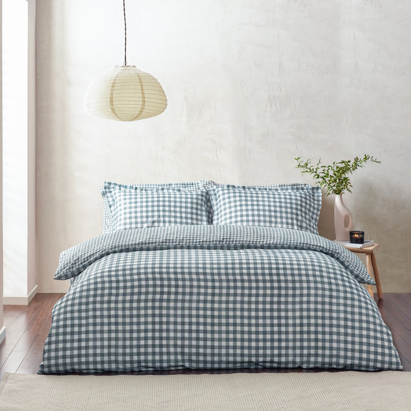 Barton Blue Gingham Check Duvet Cover Set | Navy Bedding | Yard – Riva Home