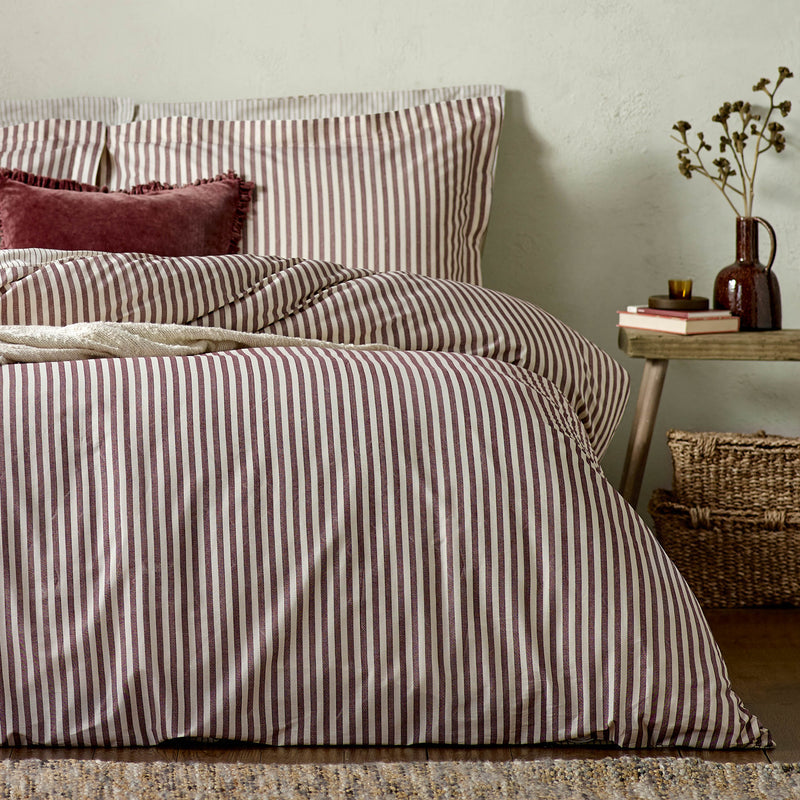 Hebden Red Stripe 100% Cotton Duvet Cover Set | Beetroot Bedding | Yard – Riva Home
