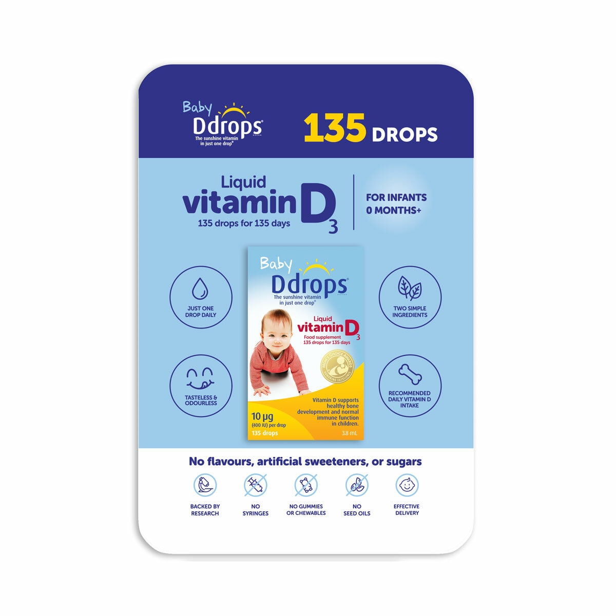 Baby Ddrops Vitamin D, 10mcg 135 Drops