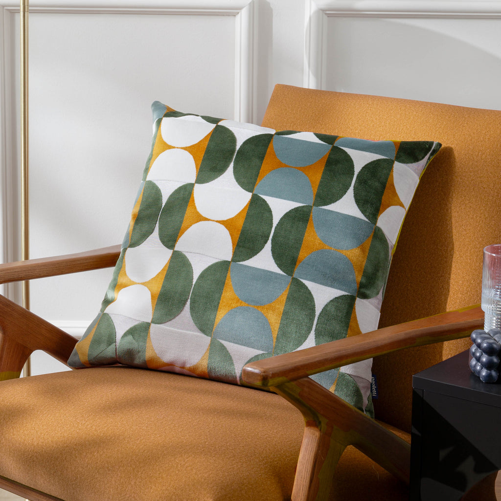 Bardot Cut Velvet Cushion Gold/Blue