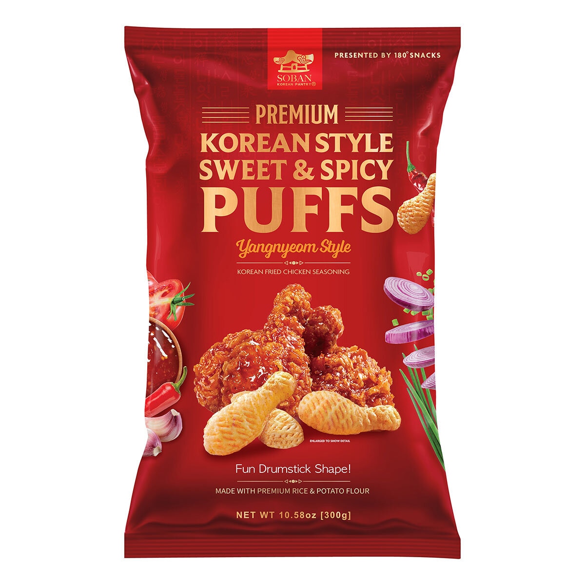 Premium Korean Style Sweet & Spicy Puffs, 300g