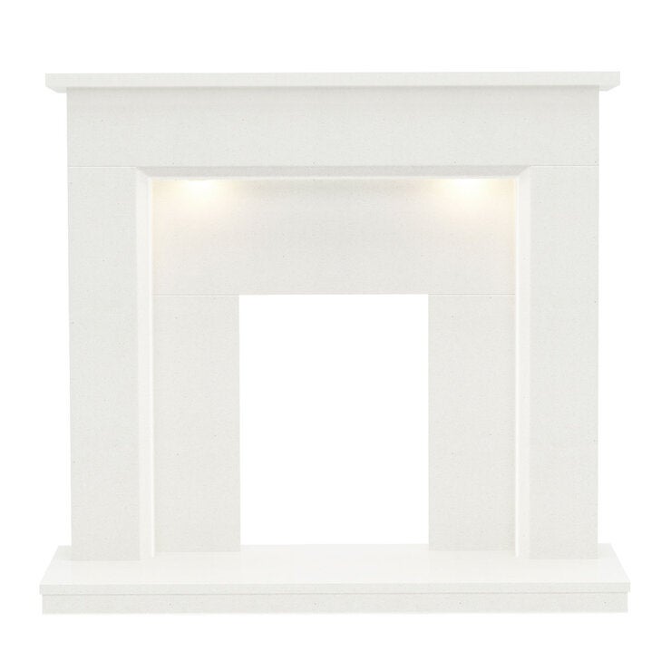 Flare Madalyn Electric Marble Fireplace Suite in White, 2kW