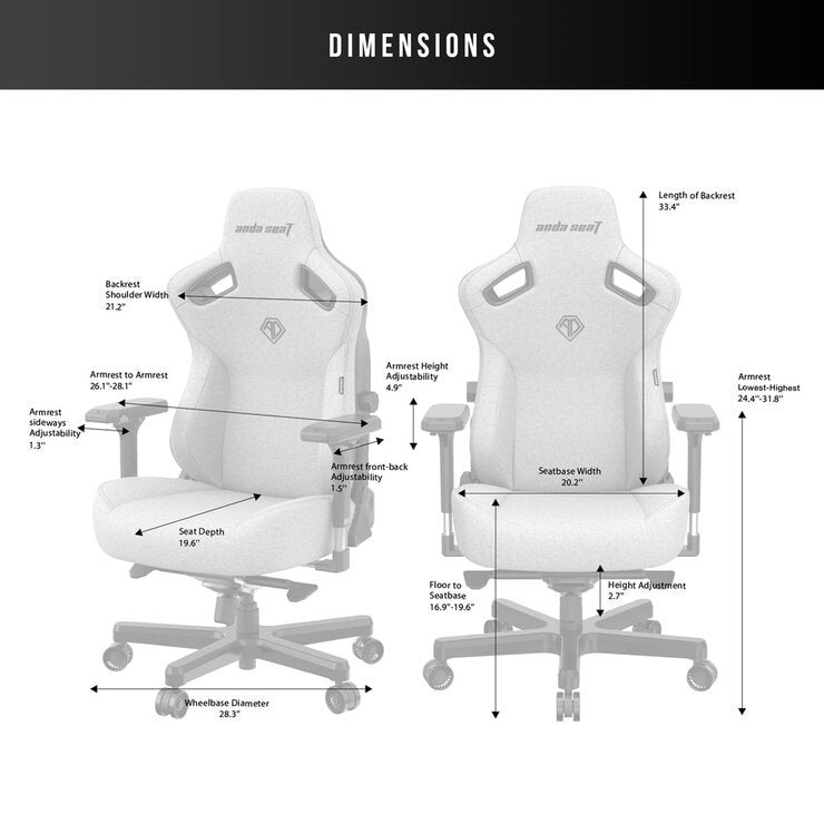 anda seaT Kaiser Series 3 Large Fabric Gaming Chair, Grey