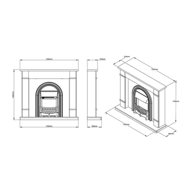 Flare Broadwell Electric Fireplace Suite in Grey, 2kW