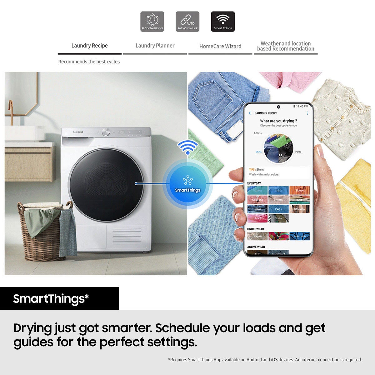Samsung Series 5 DV90CGC0A0AEEU, 9kg Heat Pump Tumble Dryer, A++ Rated in White