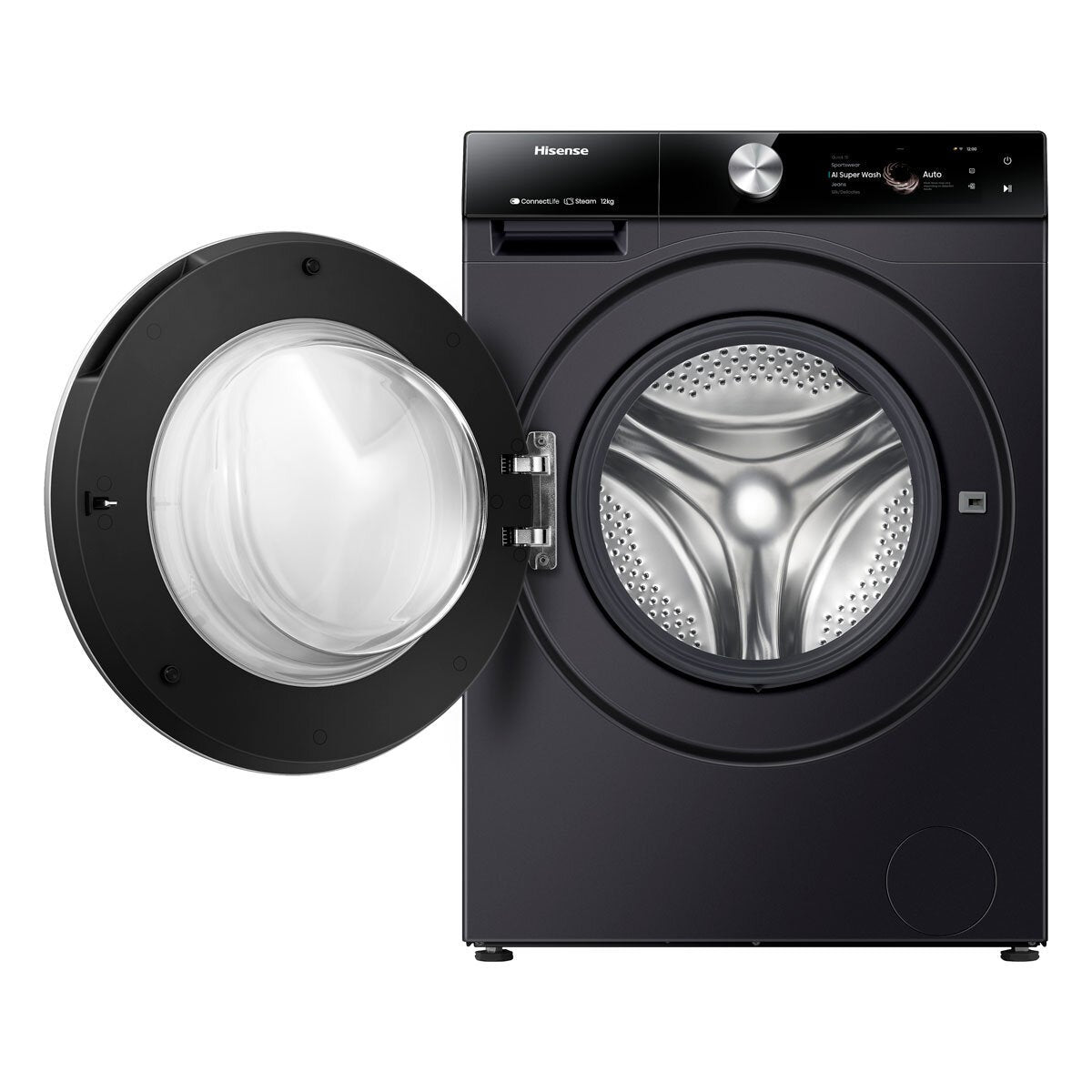 Hisense WF7S1247BB, 12kg, 1400rpm, Washing Machine, A Rated in Black