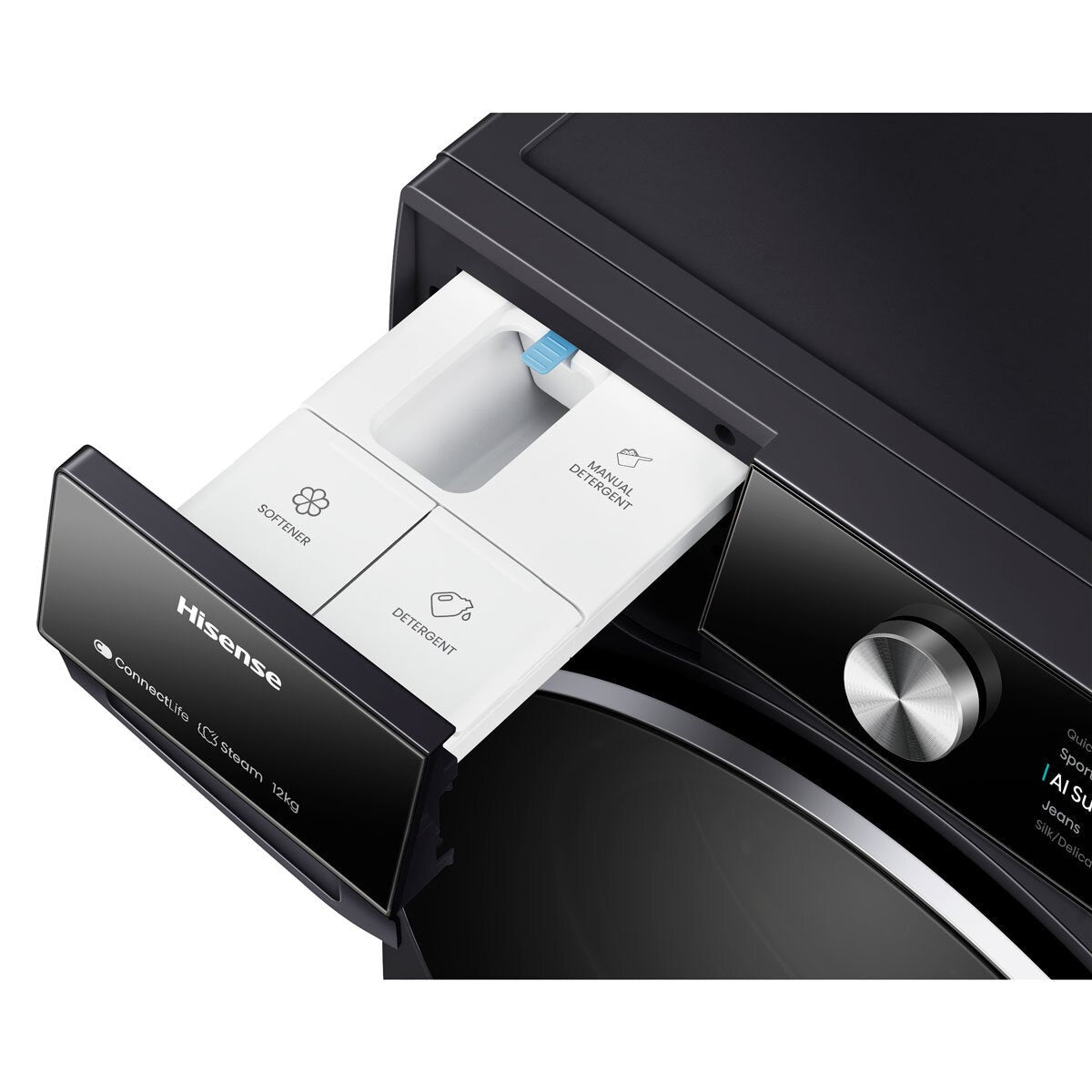 Hisense WF7S1247BB, 12kg, 1400rpm, Washing Machine, A Rated in Black