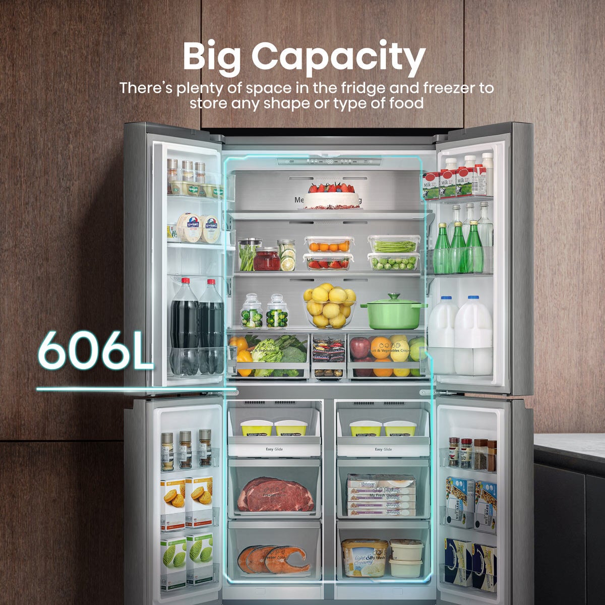 Hisense RQ758N4SWSE, Pureflat Multidoor Fridge Freezer, E Rated in Silver