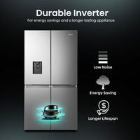 Hisense RQ758N4SWSE, Pureflat Multidoor Fridge Freezer, E Rated in Silver