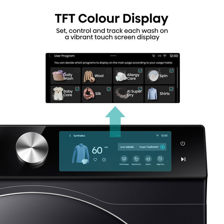 Hisense DH7S107BB, 10kg Heat Pump Tumble Dryer, A+++ Rated in Black