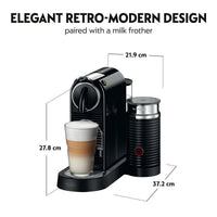 Nespresso by De'Longhi Citiz Capsule Coffee Machine & Aeroccino Milk Frother, Black