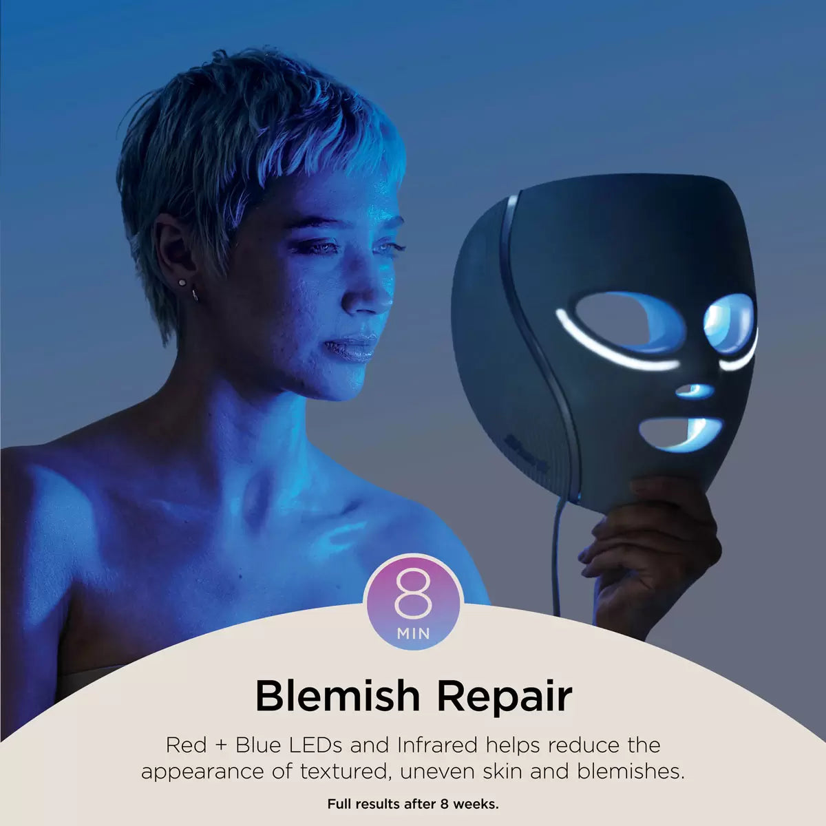 Shark FW312UK CryoGlow Under-Eye Cooling & LED Anti-Ageing & Blemish Repair Mask in Blue Frost