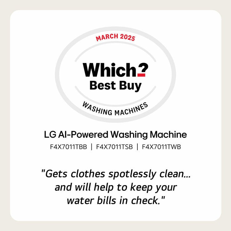 LG Series 7 AI Direct Drive F4X7011TSB 11kg, 1400rpm, Washing Machine, A Rated in Silver