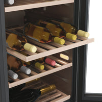 Haier HWS77GDAU1 77 Bottle Dual Zone Wine Cooler, G Rated in Black