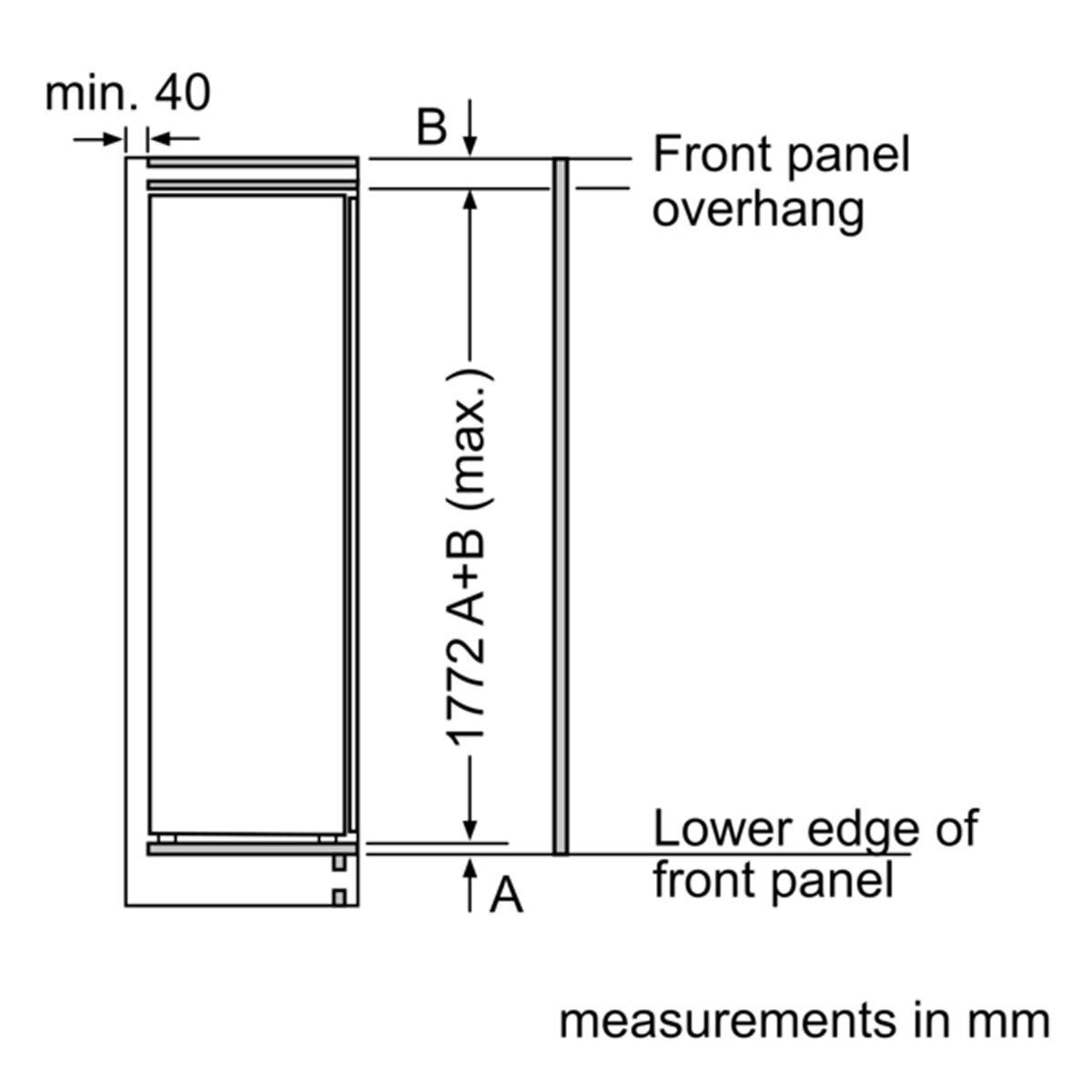 Bosch Series 4, KIR81VFE0G Fully Integrated Fridge, E Rated