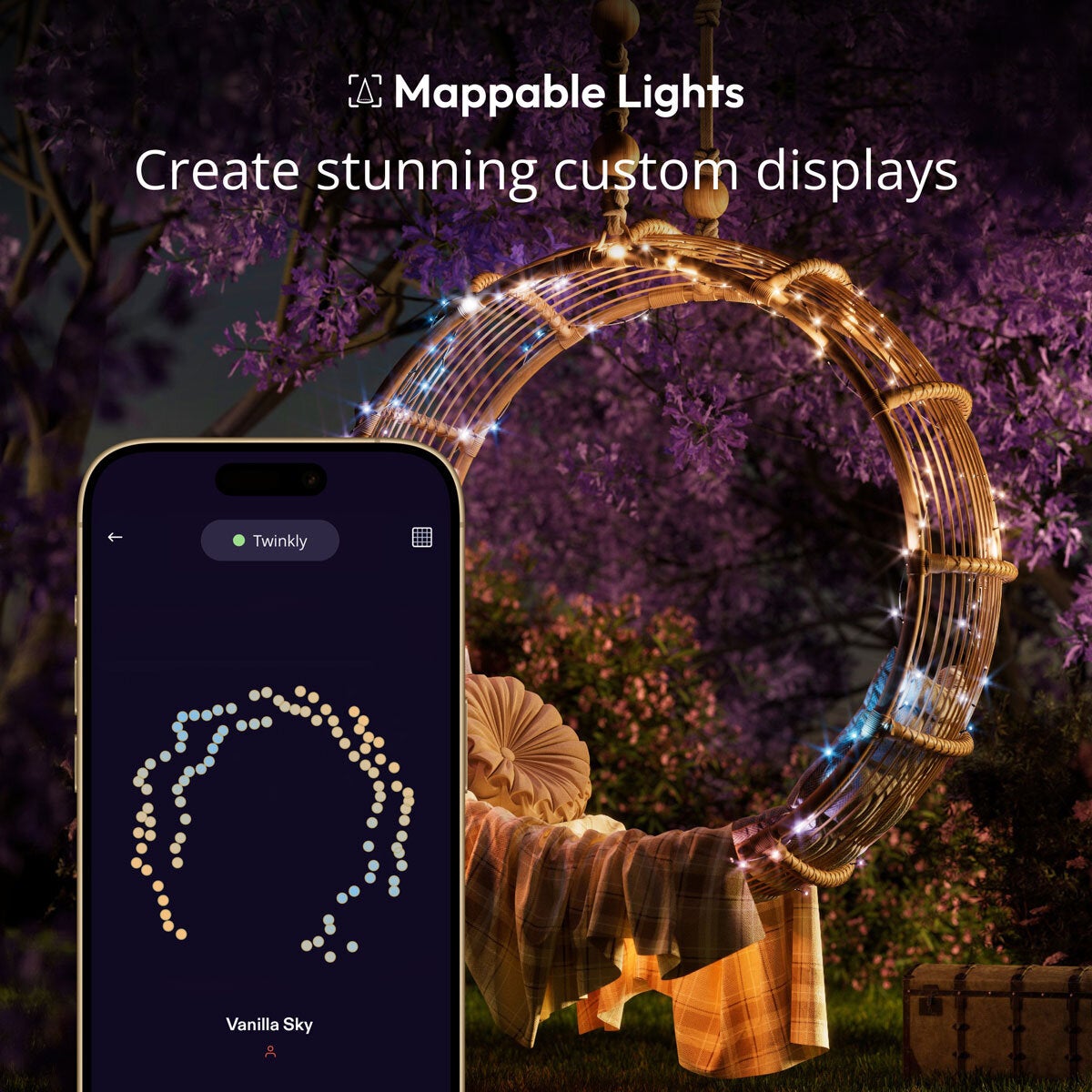 158ft (48m) Twinkly Generation II 600 App Controlled Multicolour + White Strings LED Lights