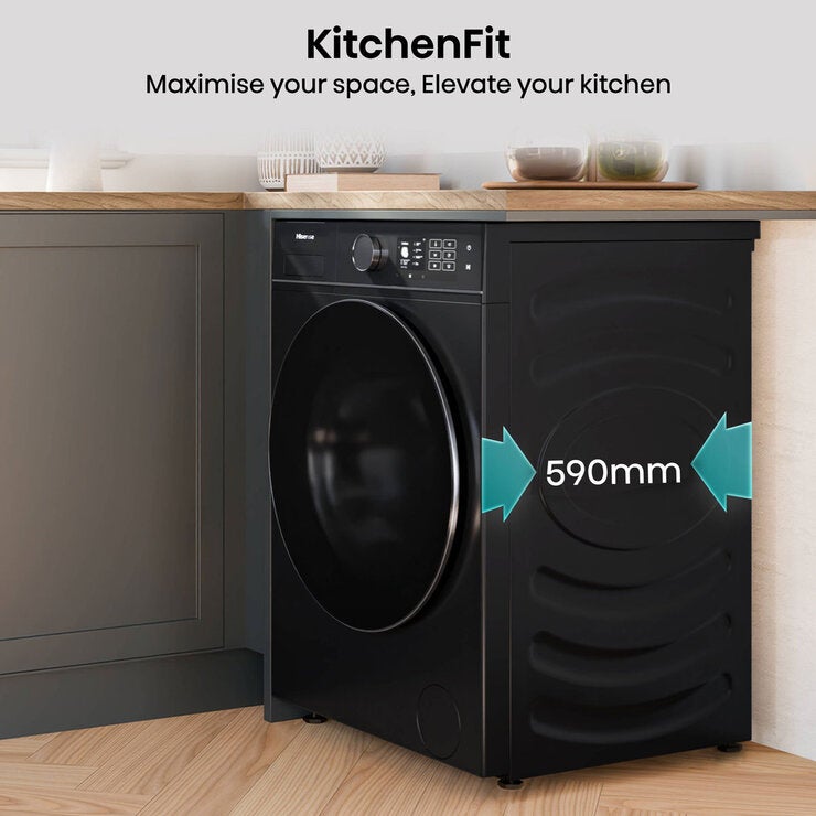 Hisense KitchenFit 5i Series WD5I1245BBR, 12kg/ 8kg Washer Dryer, D Rated in Black