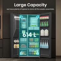 Hisense PureFlat Eclipse RS9P628GPFE, Plumbed Side By Side Fridge Freezer, E Rated In Dark Steel