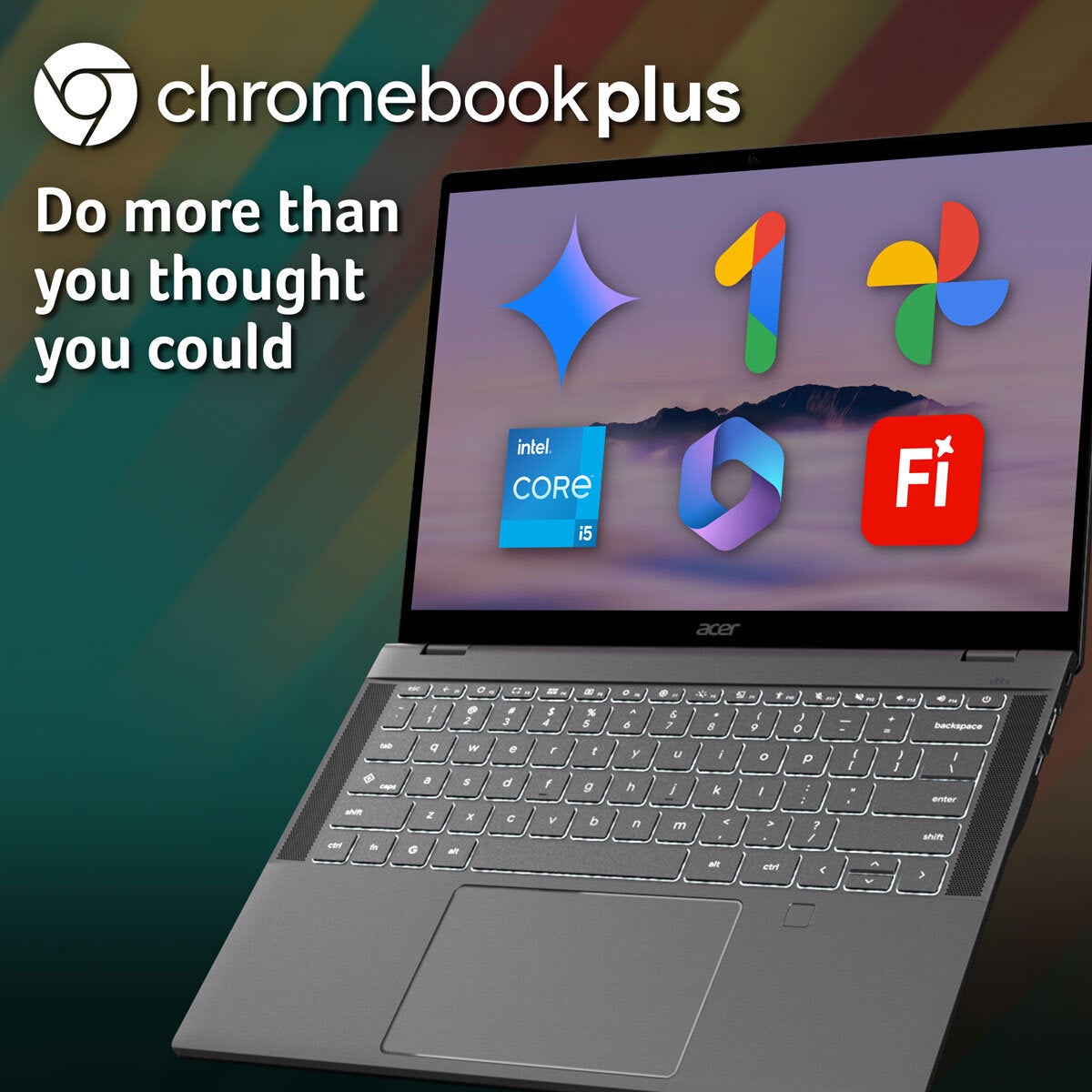 Acer Chromebook Plus 514, Intel Core i5, 8GB RAM, 256GB SSD, 14 Inch Laptop, NX.J5XEK.005