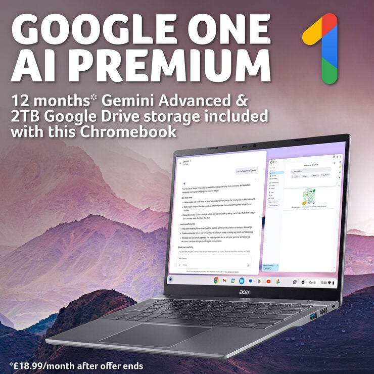 Acer Chromebook Plus 514, Intel Core i5, 8GB RAM, 256GB SSD, 14 Inch Laptop, NX.J5XEK.005