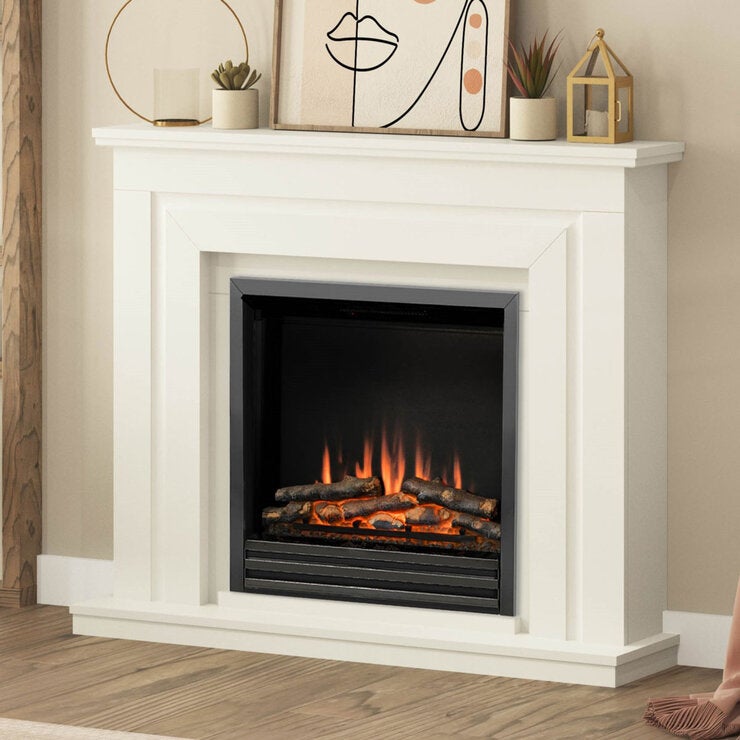 Flare Whitham Electric Fireplace Suite in Soft White, 2kW
