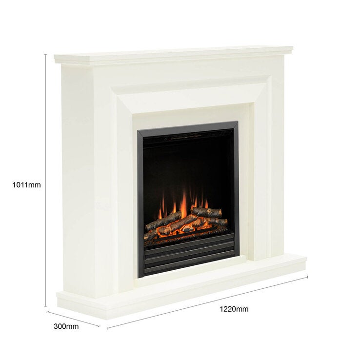 Flare Whitham Electric Fireplace Suite in Soft White, 2kW