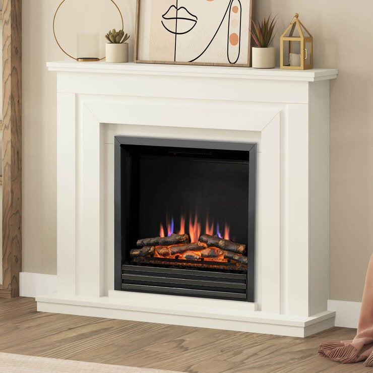 Flare Whitham Electric Fireplace Suite in Soft White, 2kW