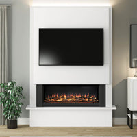 Flare Oxton Wall Mounted Chimney Breast Fireplace Suite in White, 2kW