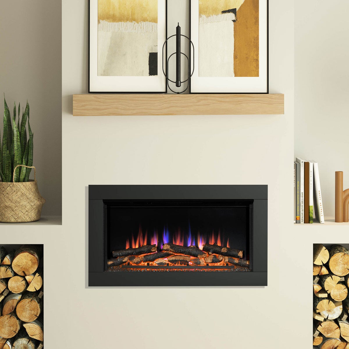 Flare Avella Wall Mounted Inset Electric Fire in Black, 2kW