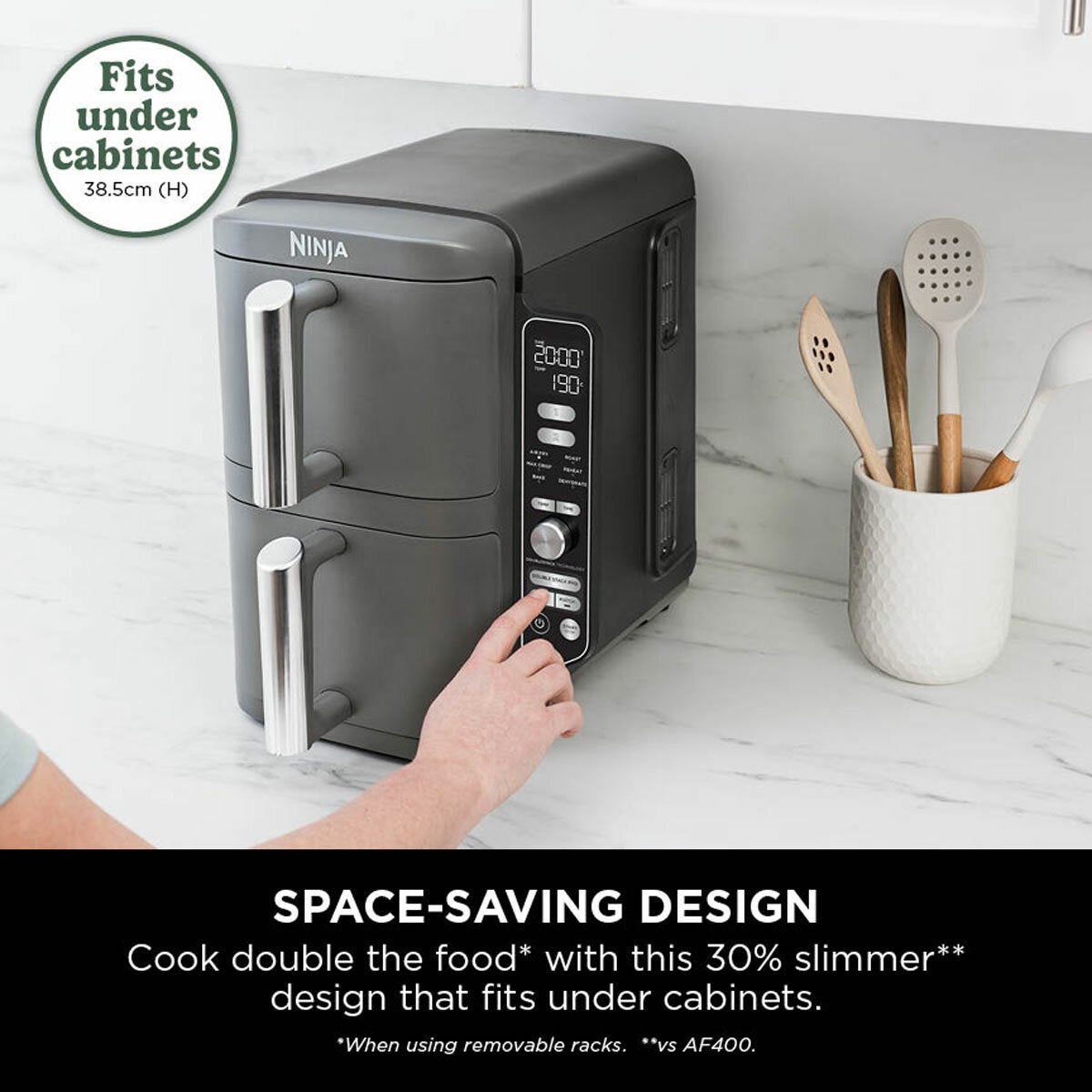 Ninja SL400UK Double Stack XL 9.5L Air Fryer in Silver