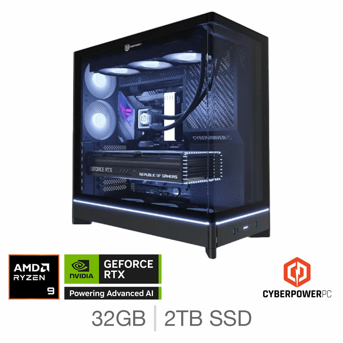 CyberPower, AMD Ryzen 9, 32GB RAM, 2TB SSD, NVIDIA GeForce RTX 5090, Gaming Desktop PC
