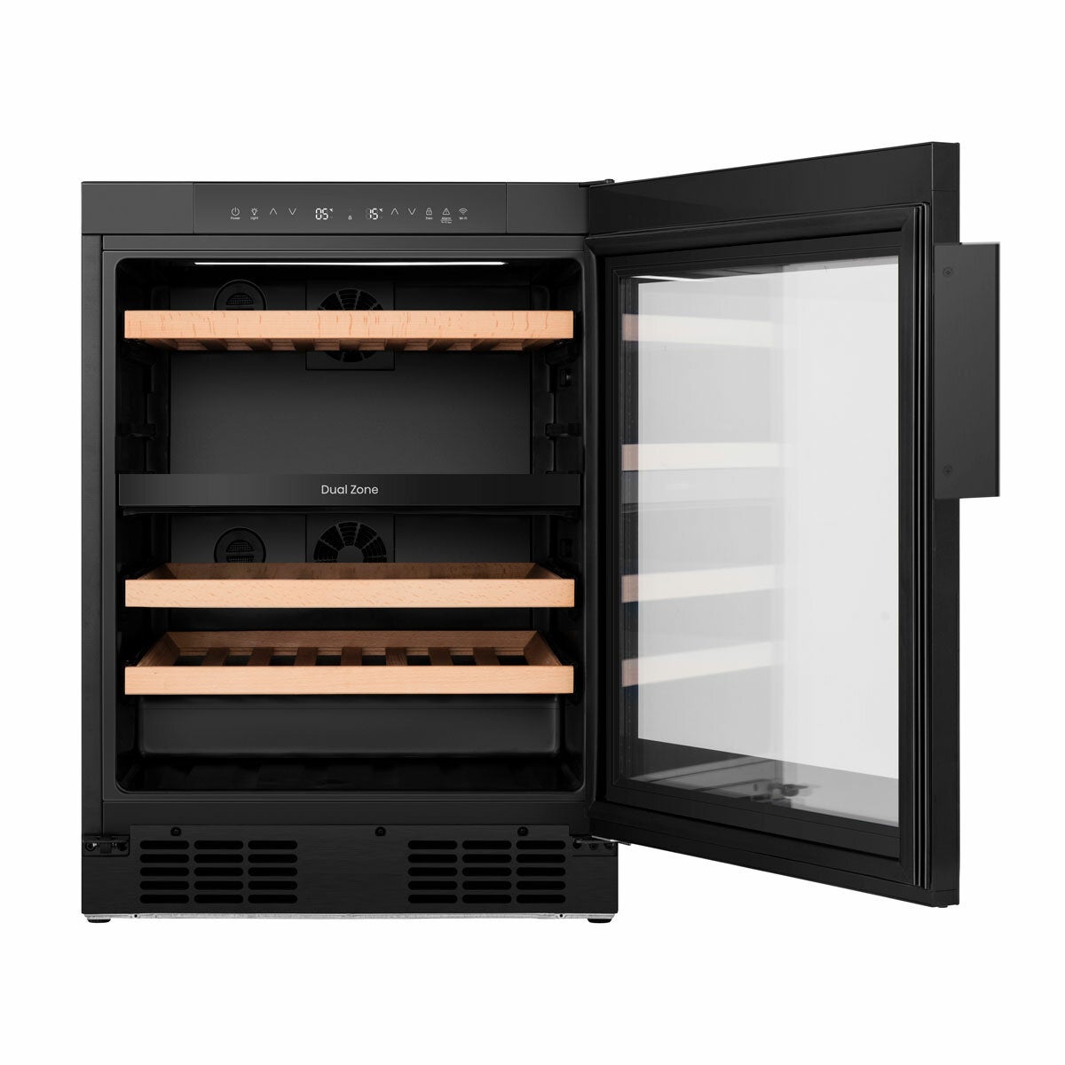Hisense RW3N122GSLF, 46 Bottle Freestanding, Dual Zone Wine Cooler in Black