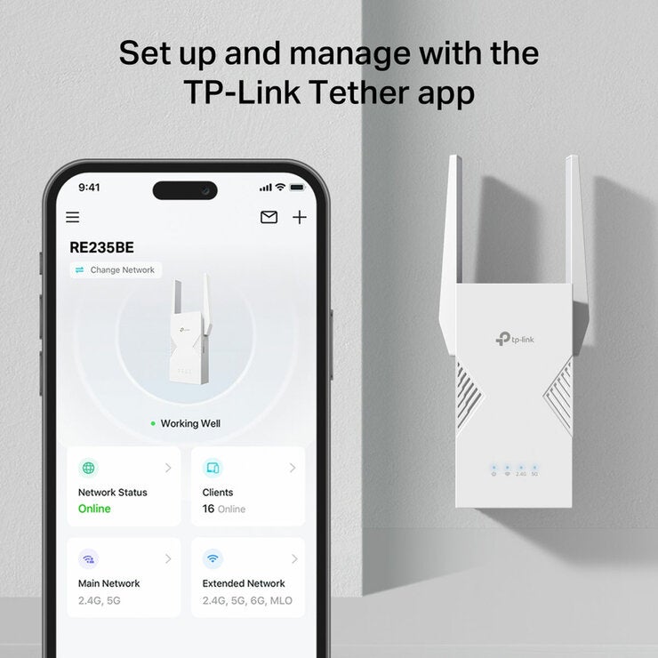 TP-Link RE235BE Dual-band WiFi 7 Range Extender, BE3600