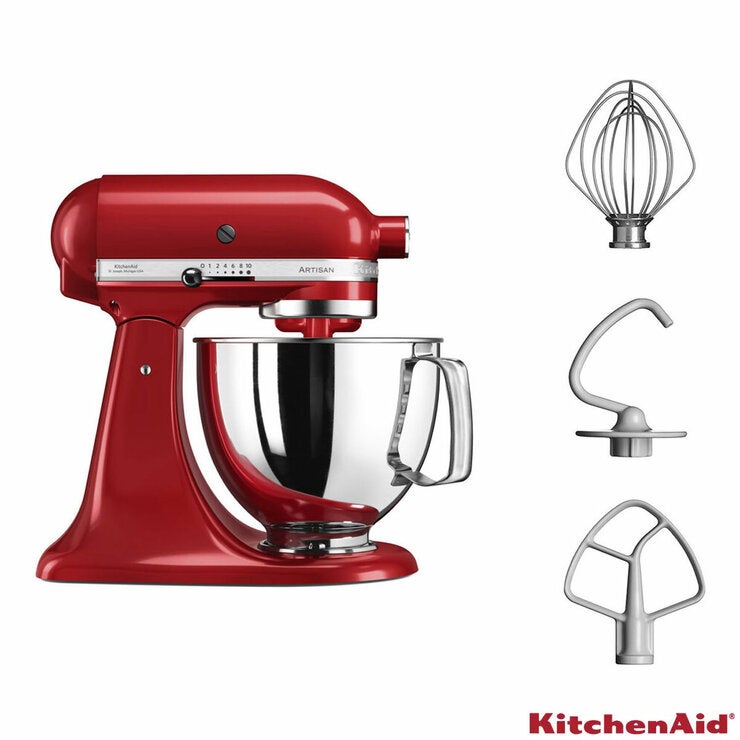 KitchenAid Artisan Stand Mixer 4.8L Stainless Steel Bowl, Empire Red, 5KSM125BER