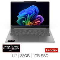 Lenovo IdeaPad Pro 5 Copilot+ PC, AMD Ryzen AI 7, 32GB RAM, 1TB, 14 Inch OLED Laptop, 83JL001LUK