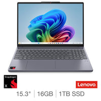 Lenovo IdeaPad Slim 3 Copilot+ PC, Snapdragon X, 16GB RAM, 1TB SSD, 15.3 Inch Laptop, 83N3002CUK