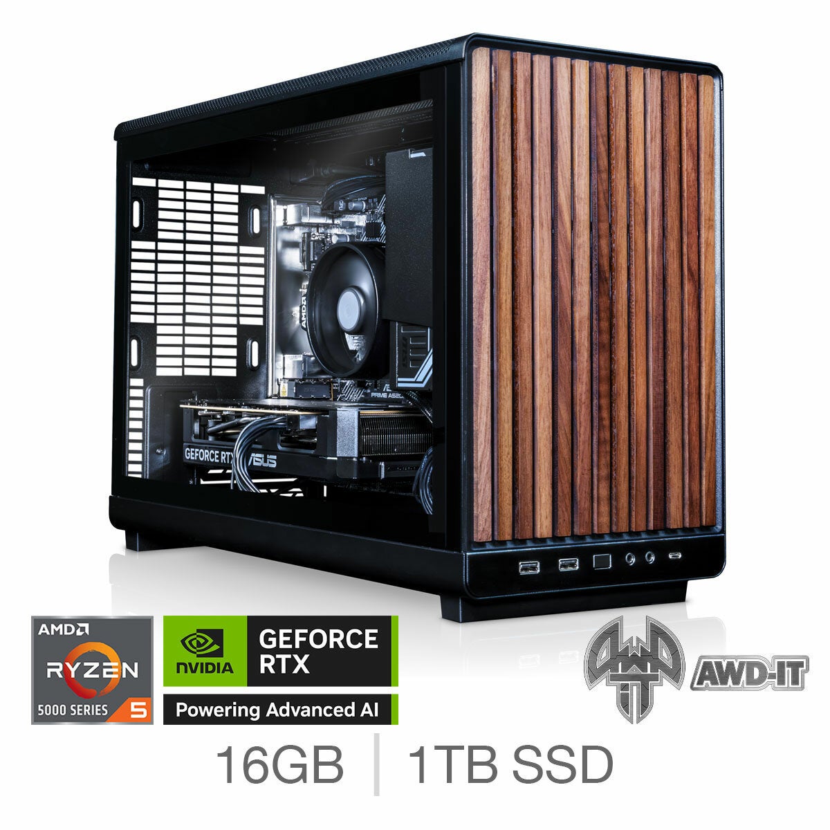 AWD-IT Compact 3, AMD Ryzen 5, 16GB RAM, 1TB SSD , NVIDIA GeForce RTX 5060, Gaming Desktop PC, 728-1A6-B38