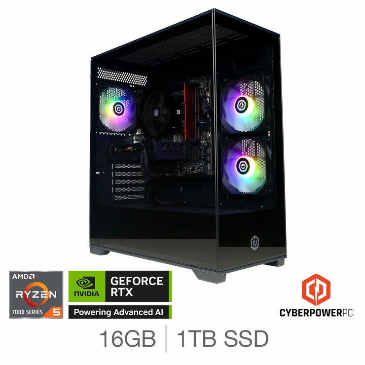CyberPower, AMD Ryzen 5, 16GB RAM, 1TB SSD, NVIDIA GeForce RTX 5060, Gaming Desktop PC