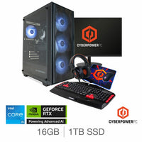 CyberPower, Intel Core i5, 16GB RAM, 1TB SSD, NVIDIA GeForce RTX 5060, Gaming Desktop Bundle