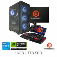 CyberPower, Intel Core i5, 16GB RAM, 1TB SSD, NVIDIA GeForce RTX 5060, Gaming Desktop Bundle