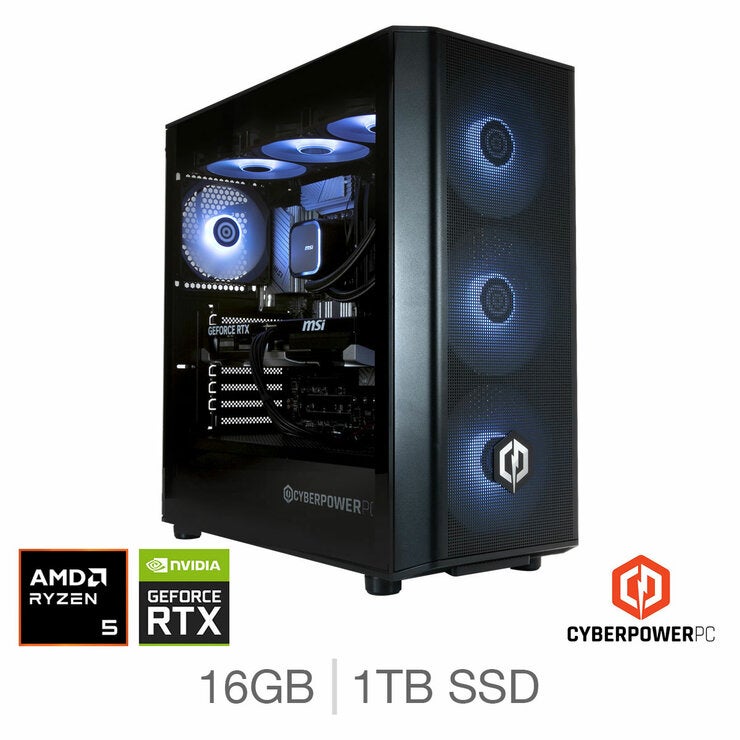 CyberPower, AMD Ryzen 5, 16GB RAM, 1TB SSD, NVIDIA GeForce RTX 5060 Ti, Gaming Desktop PC